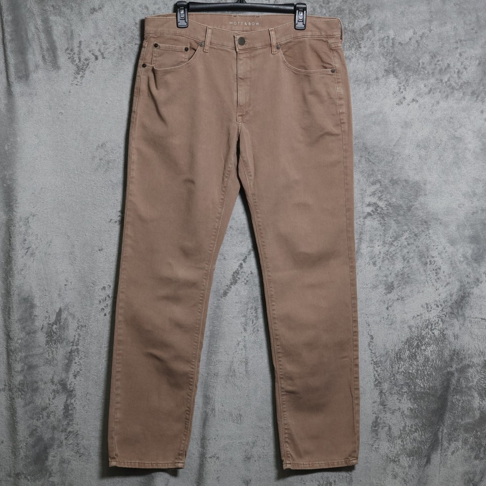Mott & Bow Jeans Mens 35x33 Brown Slim Mercer Cotton Stretch Denim Preppy